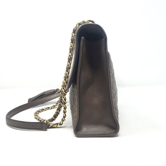 Tory Burch Fleming Convertible Shoulder Bag Crossbody Leather Gray Taupe - Picture 6 of 11